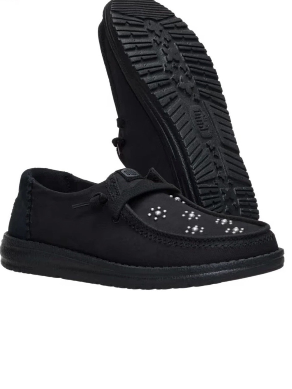 Hey Dude Size 7 Women's Black Studded Slip-On Loafers NEW